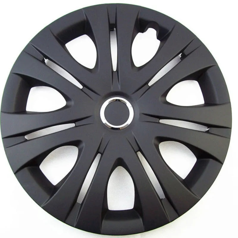 Monochrome ABS wheel hub cover in silver, black, and electroplated finishes for 13-16 inch wheels.