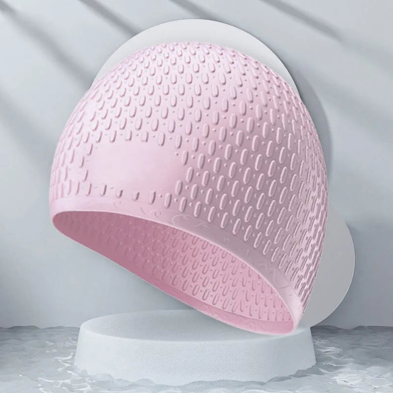 Silicone swimming cap adult waterproof hair protection in multiple solid colours
