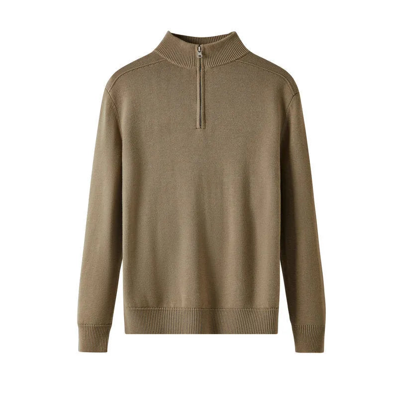 Men's thickened wool casual sweater in slim fit with long sleeves and pullover design
