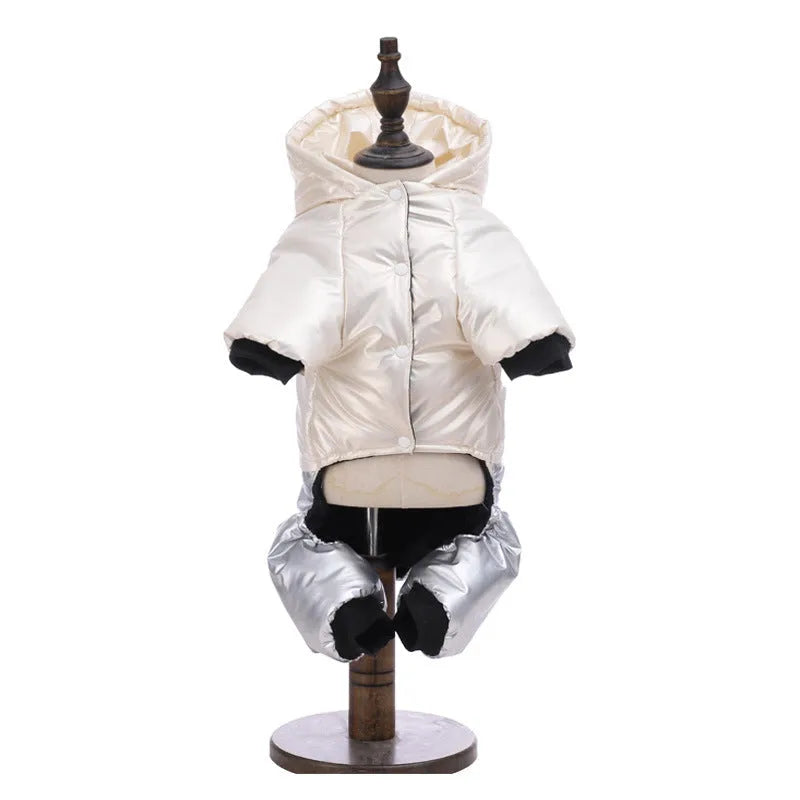 Dog wearing green four-legged cotton-padded waterproof windproof coat