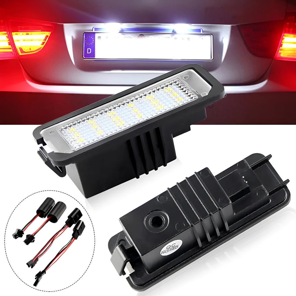 Pair of white LED license plate lights with 24 SMD LEDs for Volkswagen Golf 4 5 6 Polo Phaeton
