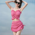 Women's milk silk bikini swimsuit in solid colour, two-piece design for swimming