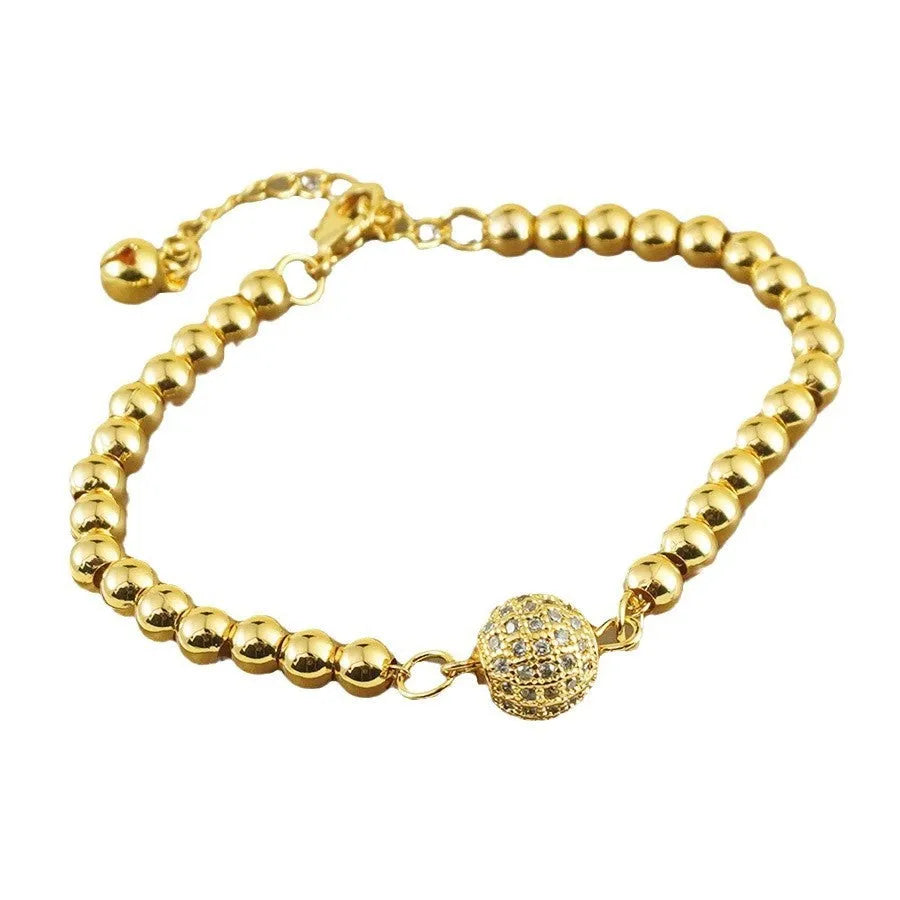 Women's copper bracelet with heart design and single zircon stone, electroplated finish, circular shape fashion jewellery