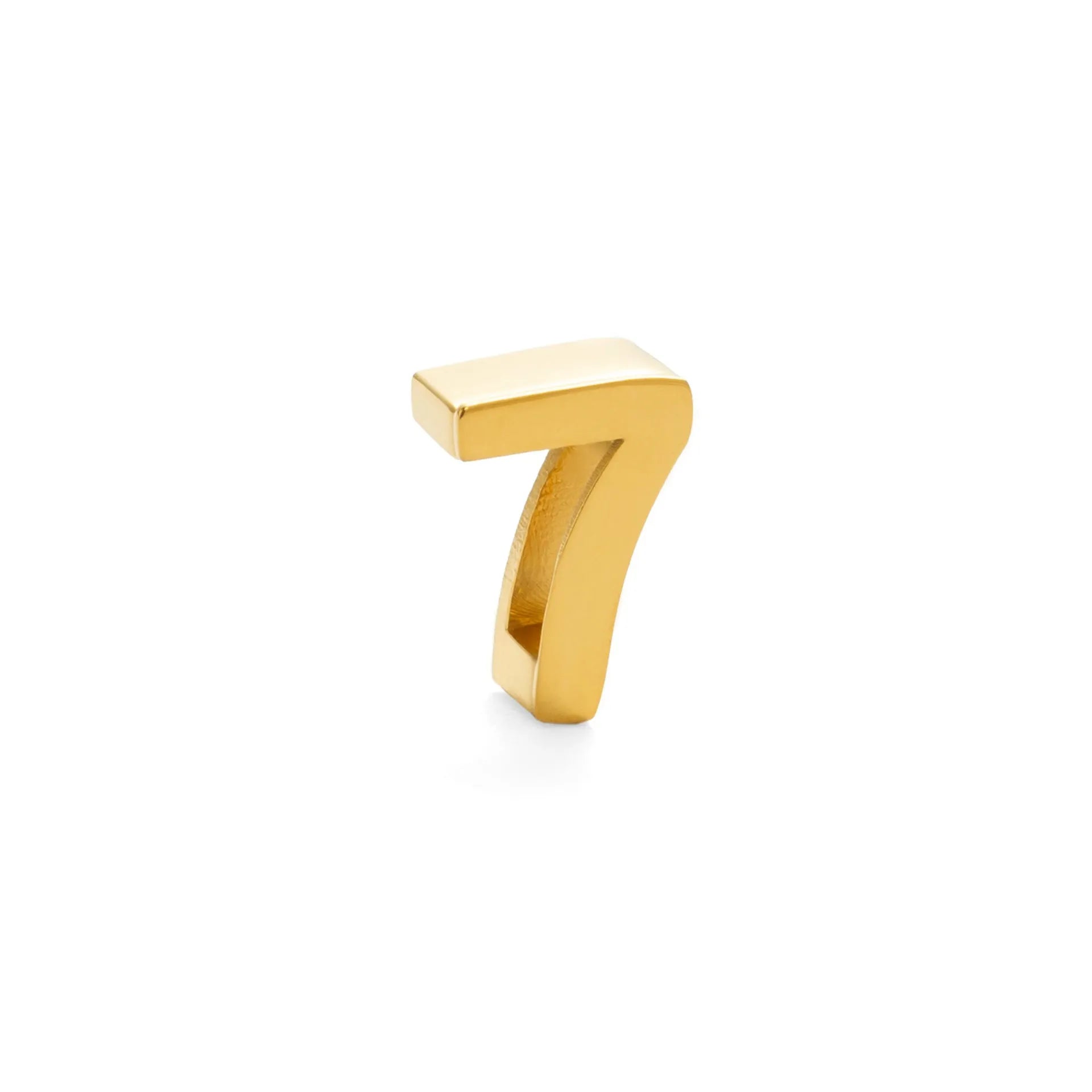 Gold and silver titanium steel necklaces showing letter A and number 7 pendants on 40.5cm chains.