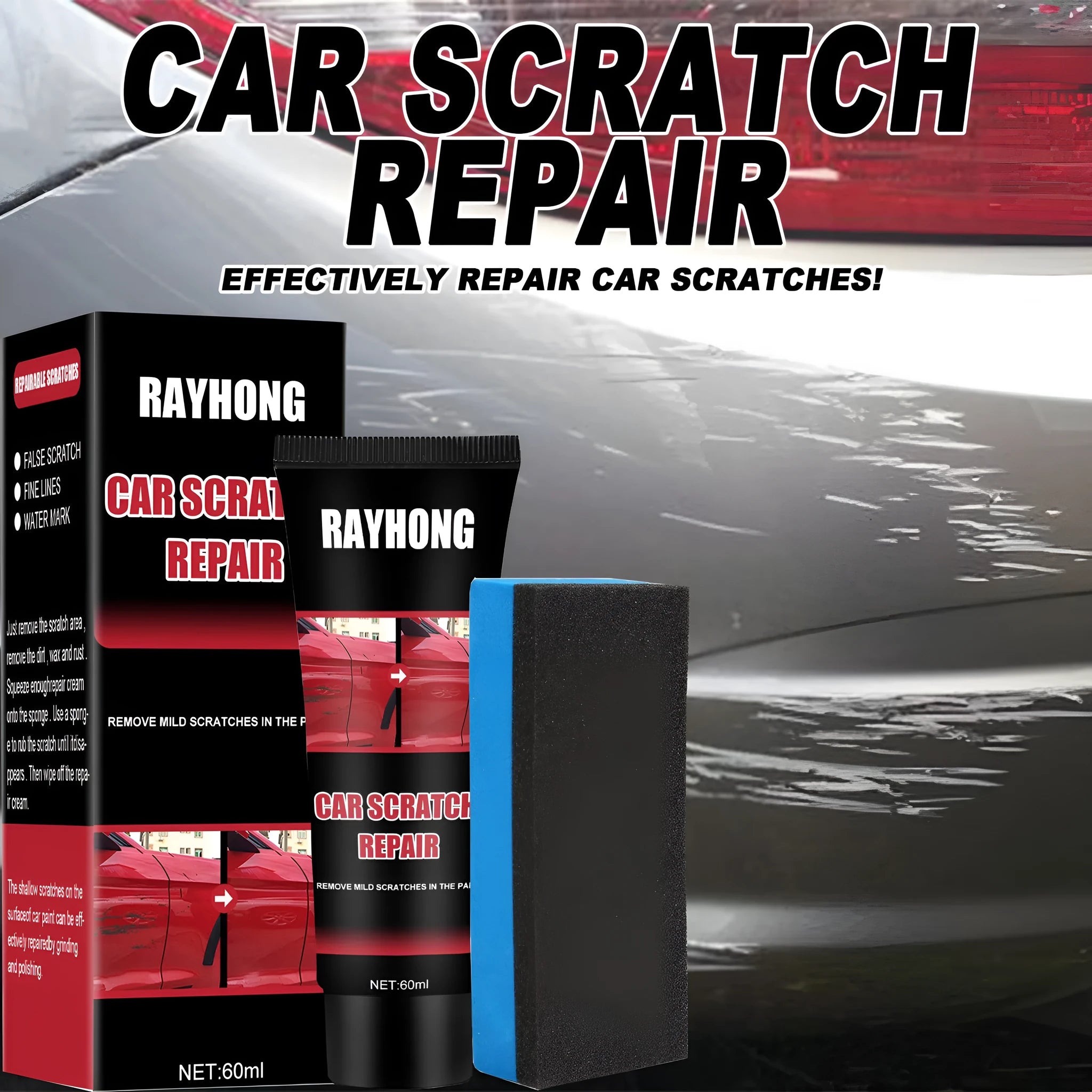 60ml car scratch repair wax container with applicator for paint surface maintenance