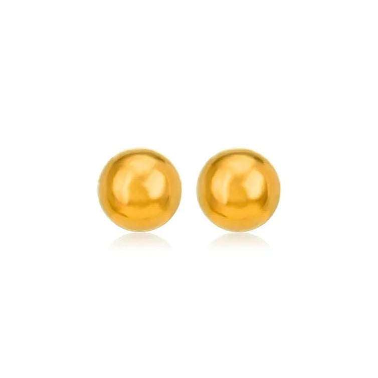 Stainless steel ball stud earrings in geometric round design with gold electroplating