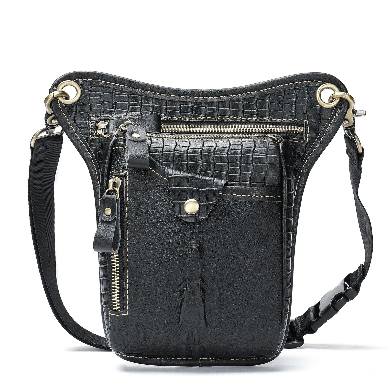 Crazy Horse leather retro satchel bag in multiple colour options including crocodile patterns