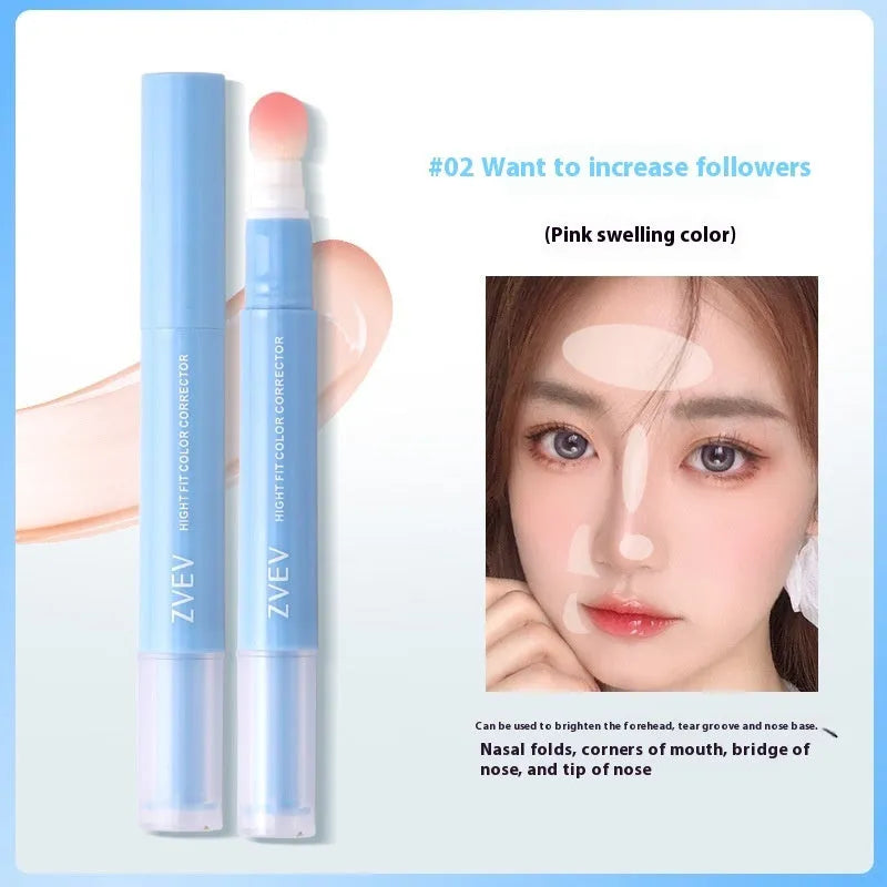 Concealer pen with sponge brush head applicator for clothing, shown in three shade options.