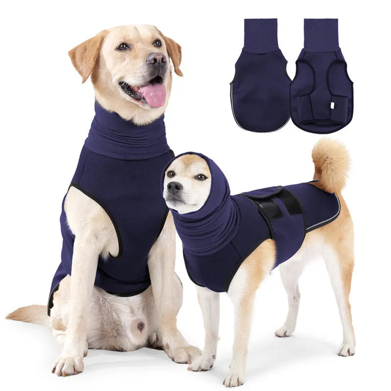 Army Green dog anti-anxiety jacket for pet stress relief during travel and thunderstorms