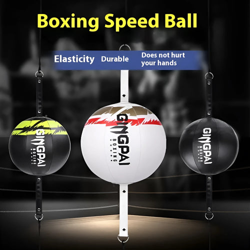 Hanging boxing speed ball training equipment in black, black and green, or white colour options