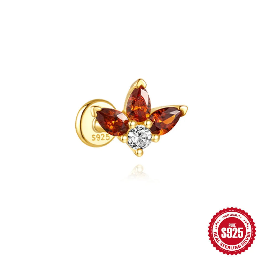 S925 sterling silver water drop earrings with flat spiral geometric design in gold colour