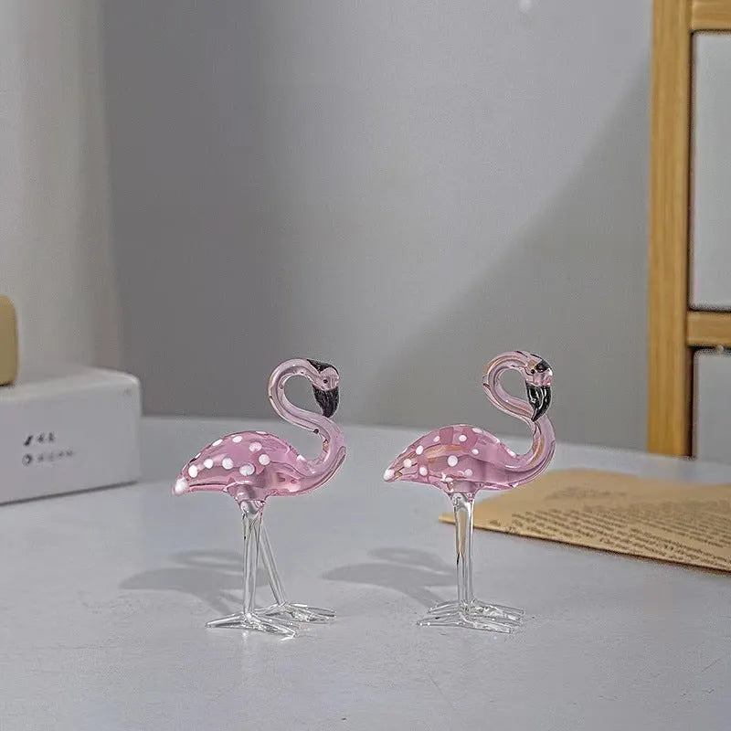 Pink crystal flamingo decorative craft ornament for home hall table display