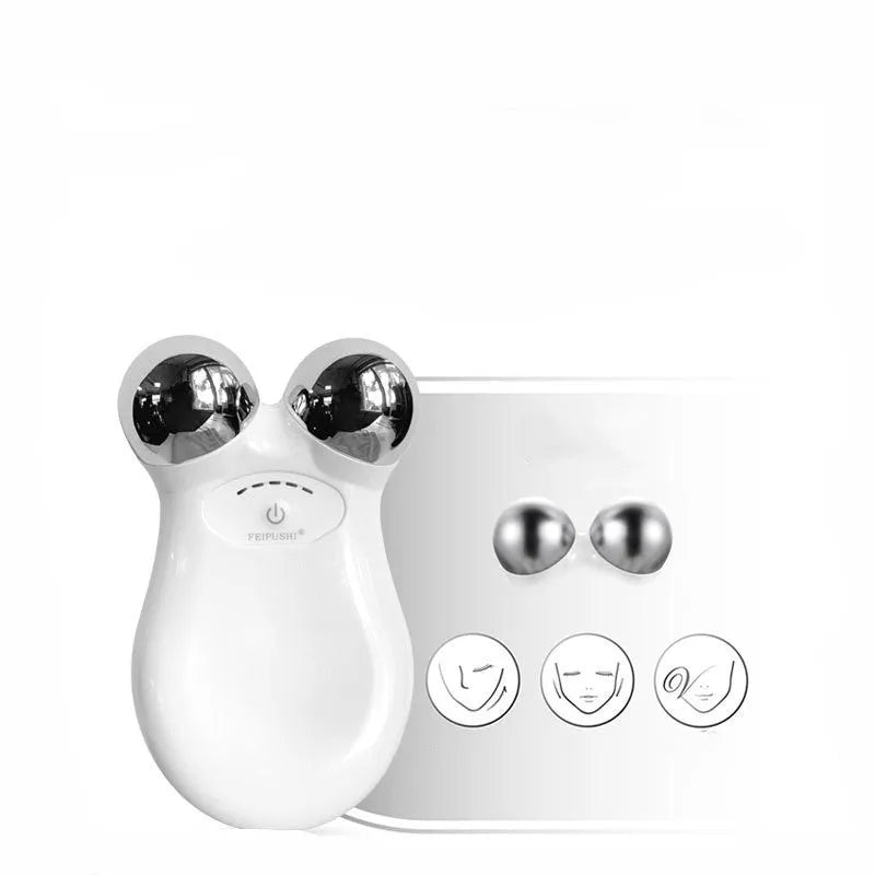 Pink micro current facial lifting device measuring 106mm with polymer battery for skin firming treatments