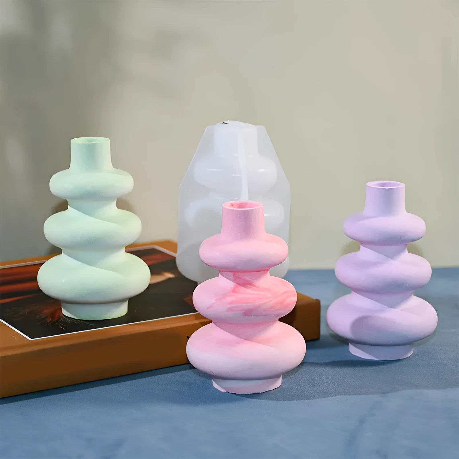 Three layer circle vase silicone mould for cake decoration in modern simplicity style