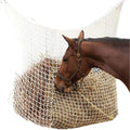Woven grid horse hanging feeding bag in black colour with PE rope construction