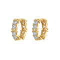 Geometric hexagonal clover cross earrings in silver or gold colour with electroplated finish and ellipse design details