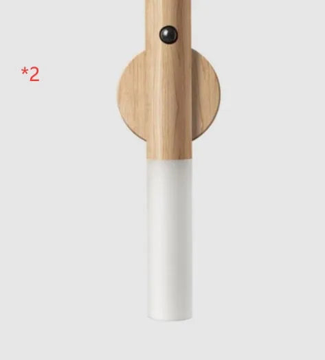 Smart sensor LED desk lamp with solid wood base in coffee brown finish