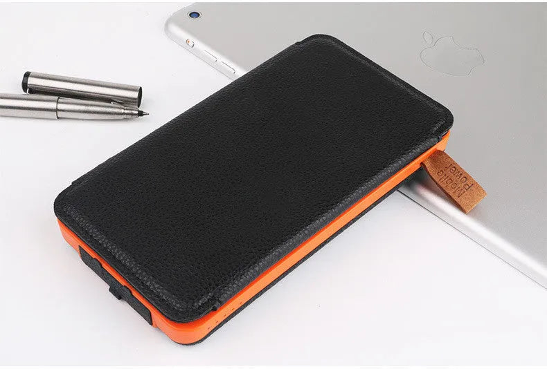 Outdoor solar phone charger with rainproof case in four colours showing solar panel and LED light