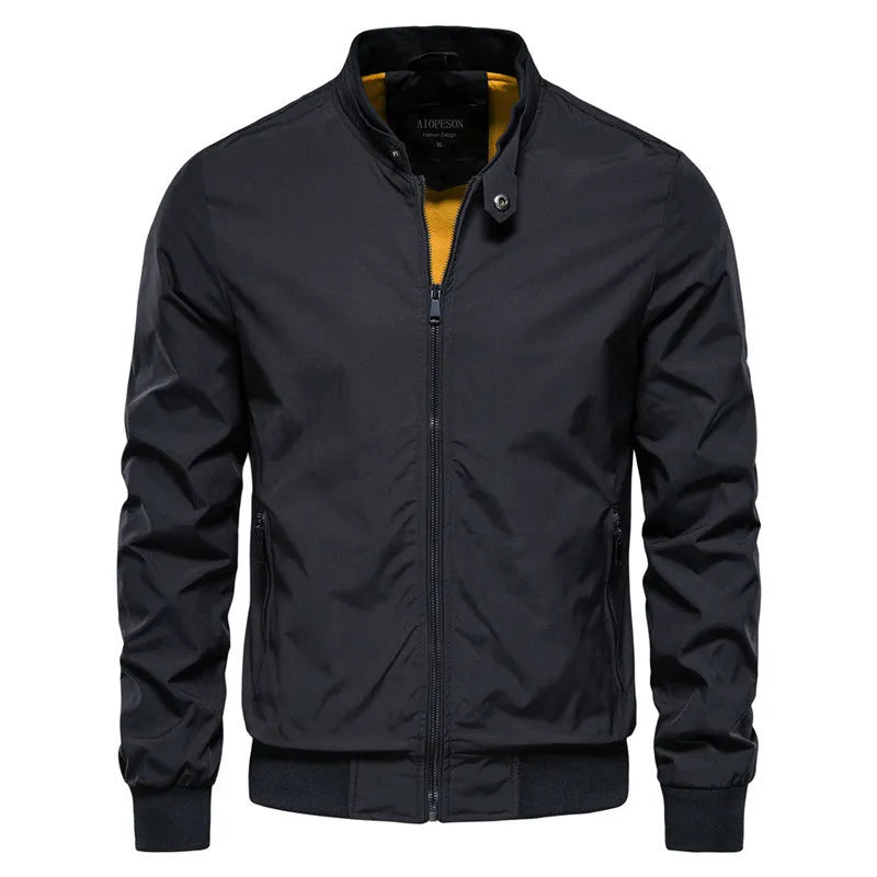 Men's casual lightweight polyester jacket in solid colour options