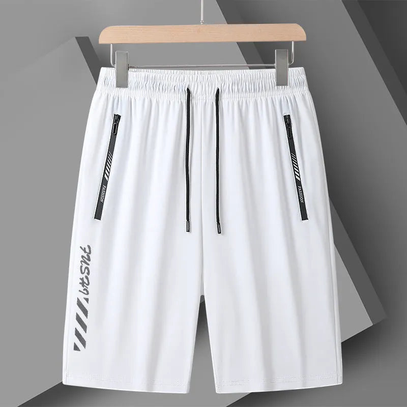 Men's loose fit quick-drying sports shorts in black, available in sizes M to 6XL