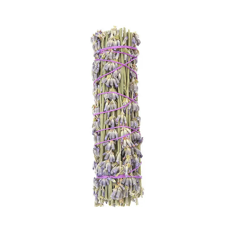 Natural dried lavender buds on a bamboo aromatherapy stick for air freshening.