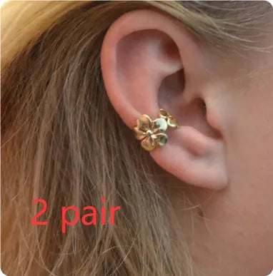 Gold starfish and scallop shell drop earrings with conch details for women