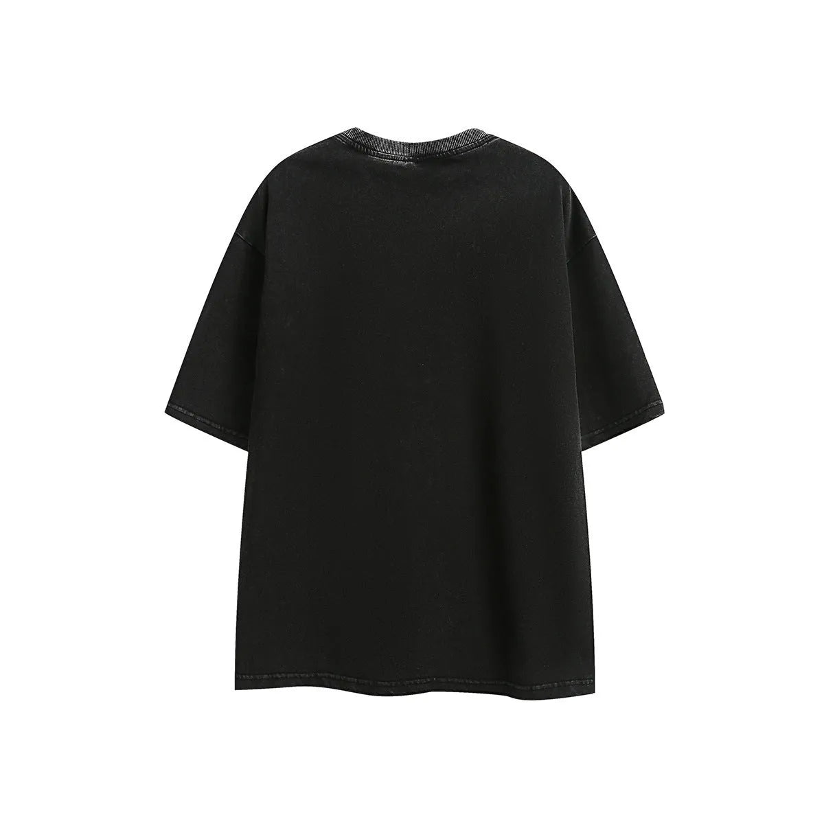Men's purple and black retro washed cotton short-sleeve t-shirt in a loose fit