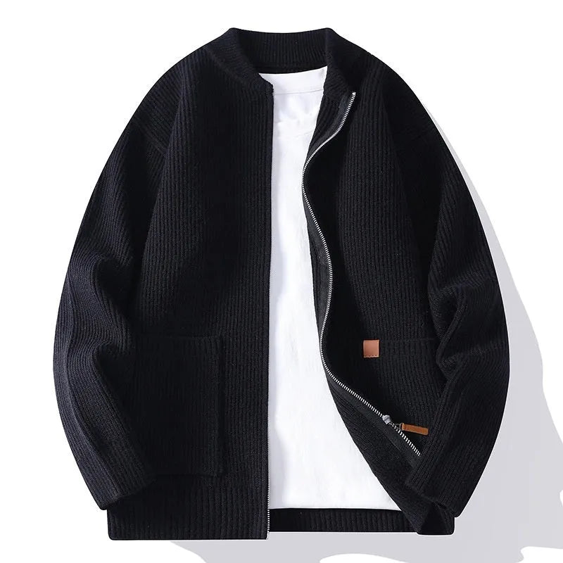 Men's striped cardigan sweater in chemical fibre blend fabric available in multiple colours