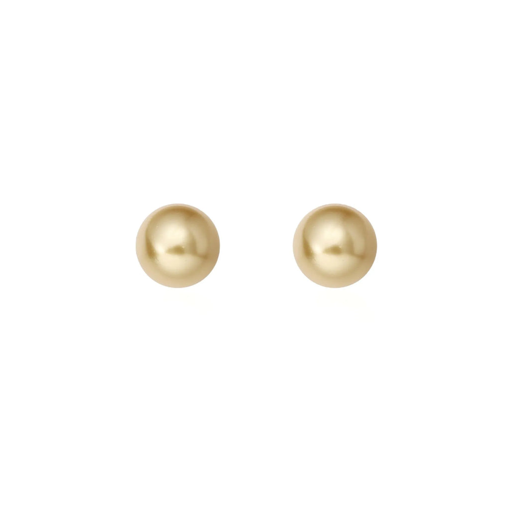 A pair of large geometric pearl stud earrings for women in silver, showing an eight-point star design detail.