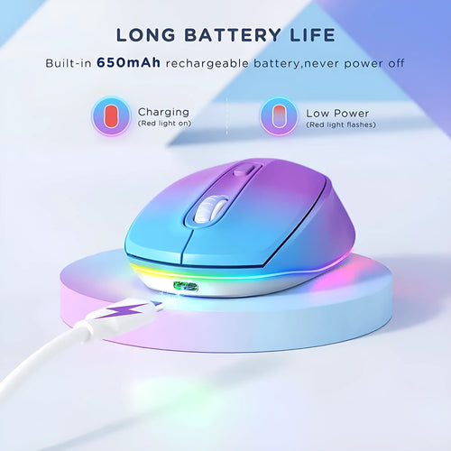 24g wireless optical mouse with USB charging cable on a desk