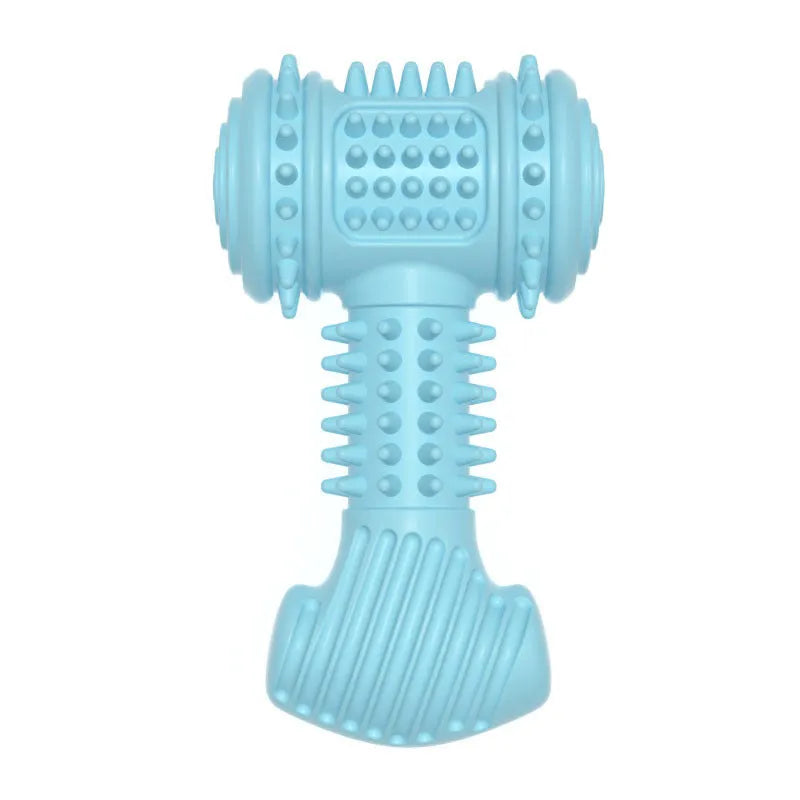 Blue TPR bone-shaped dog chew toy with raised dots on surface for teeth cleaning