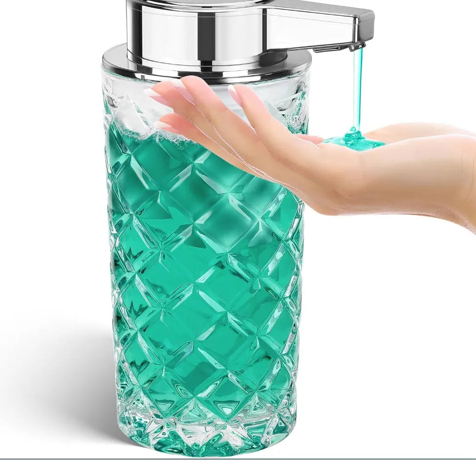 Automatic sensing soap dispenser with silver finish and USB Type-C charging port