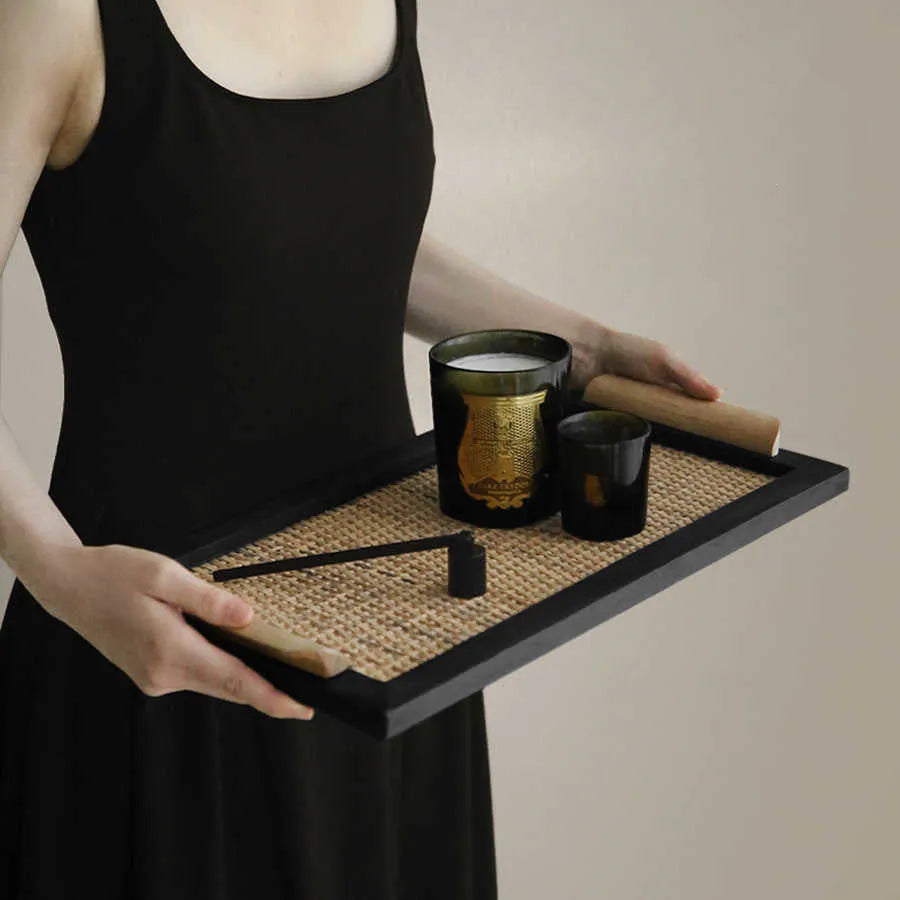 Pine wood dining tray with compartments available in large and small sizes