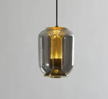Minimalist Nordic chandelier in transparent, cognac or smoky grey colour, 16cm diameter