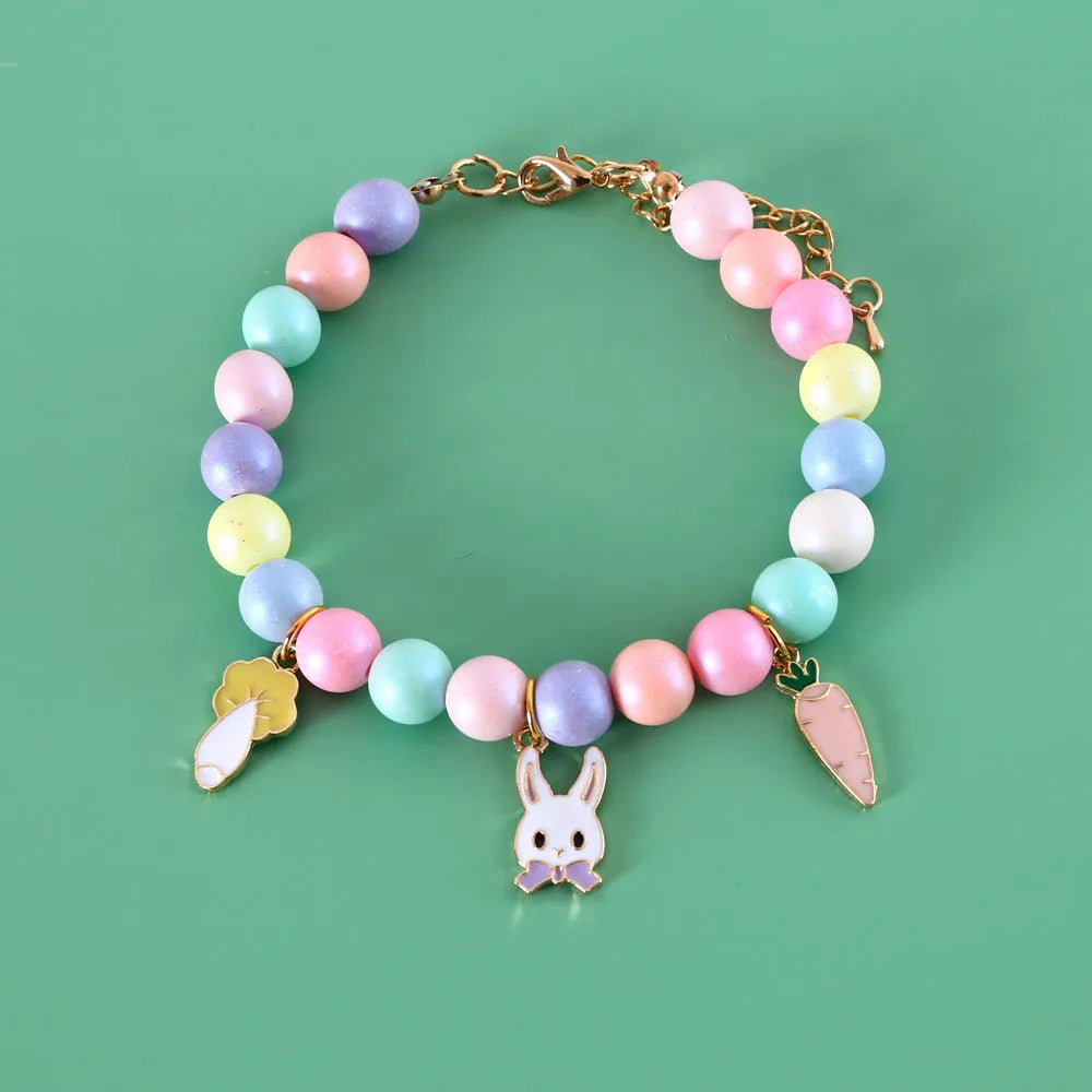 Colourful macaron pet collar with resin beads in six designs and adjustable sizing for small animals