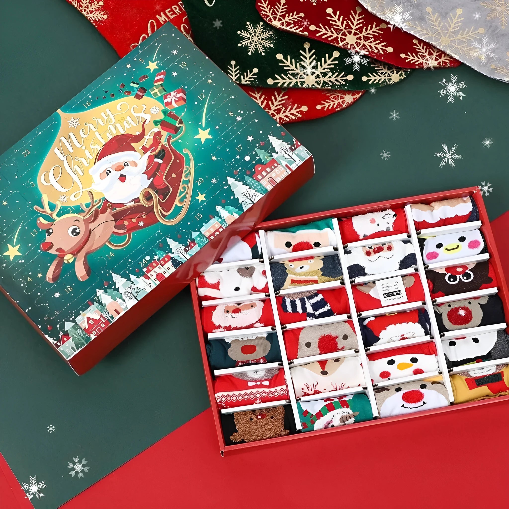 Cute miniature Christmas sock decoration from a resin and plastic blind box, festive holiday ornament.