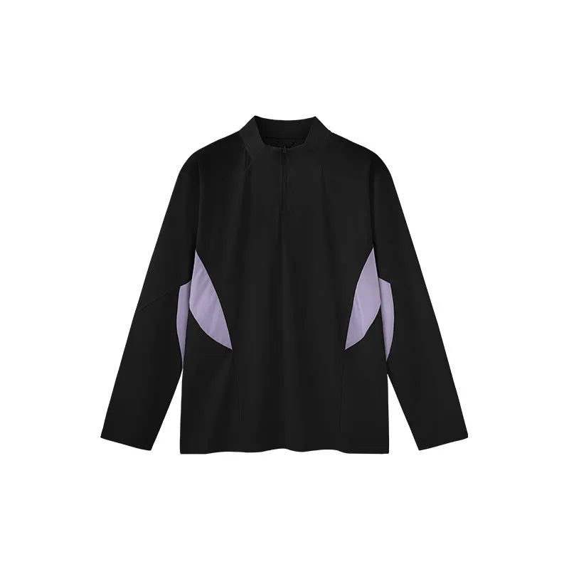 Men's solid colour lightweight polyester casual top shown in black and beige, available in long sleeve and short sleeve styles.