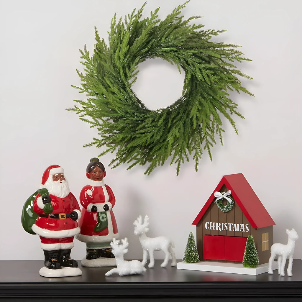 PE Feel plastic front door garland with American country style decoration in various leaf counts