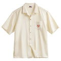 Men's light apricot bamboo pattern Cuban collar shirt with short sleeves