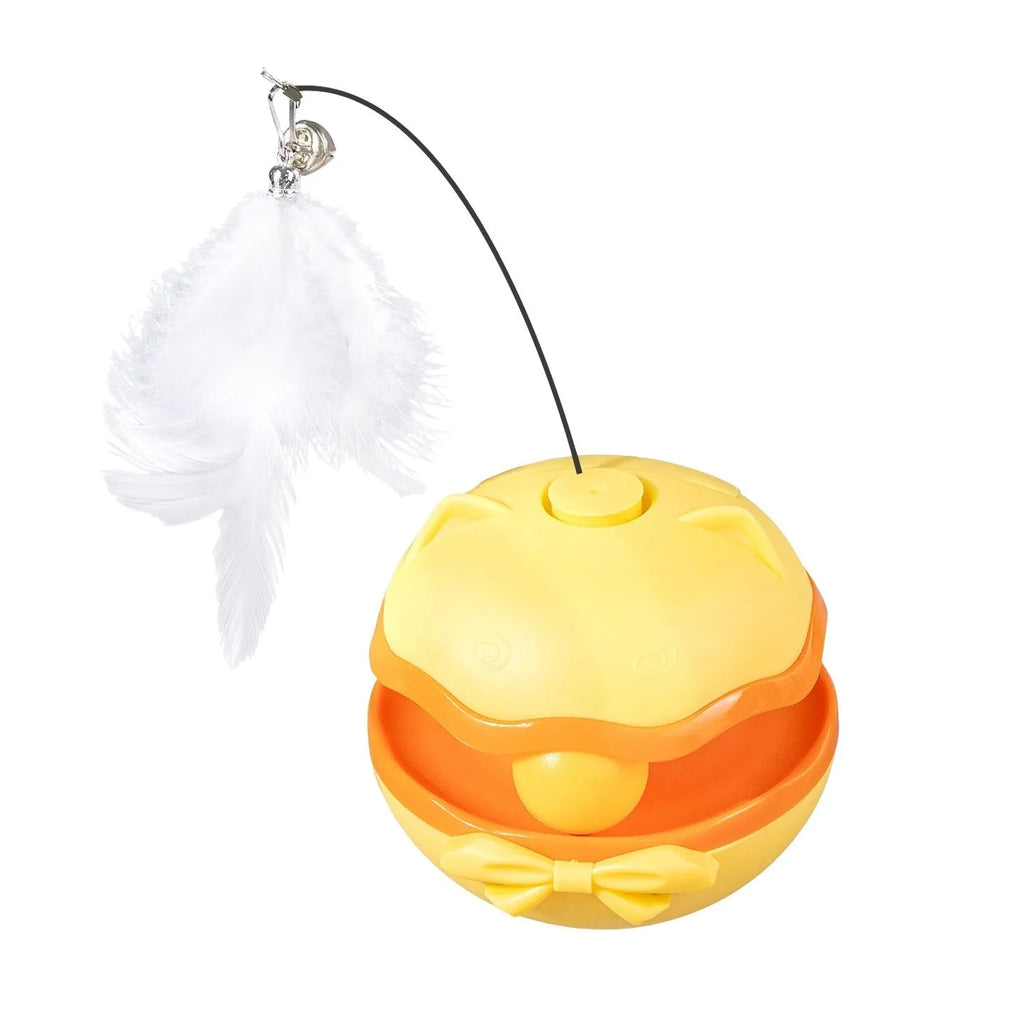 Electric cat toy tumbler self-hi cat teaser in lemon yellow, sky blue or soft fog grey