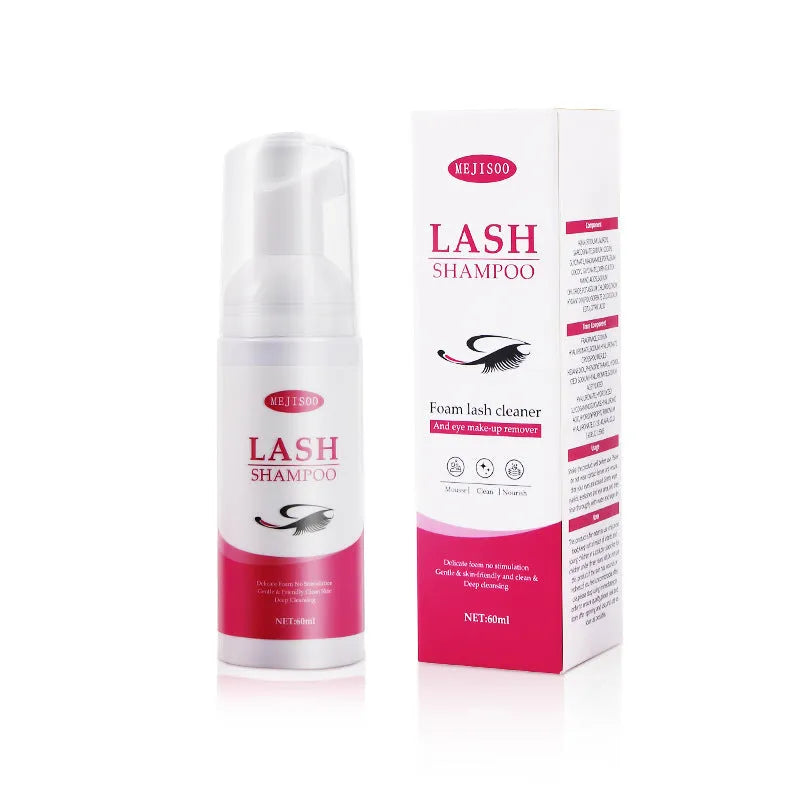 60ml lash shampoo mousse bottle with applicator brush for eyelash cleaning