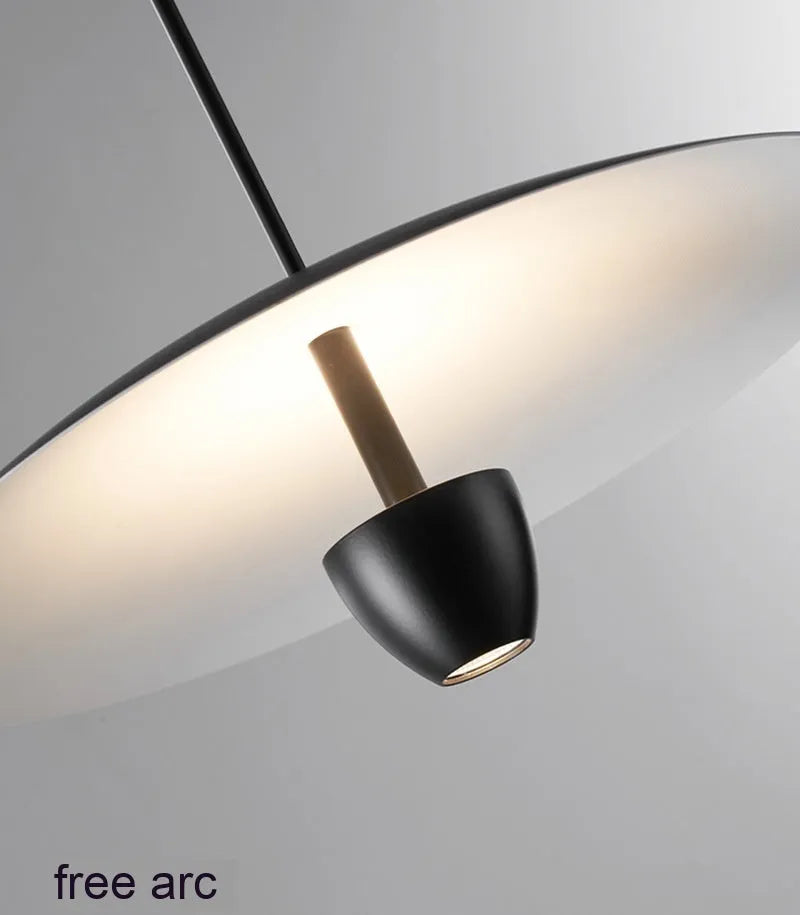 Modern black minimalist chandelier with warm white lighting, 400mm size
