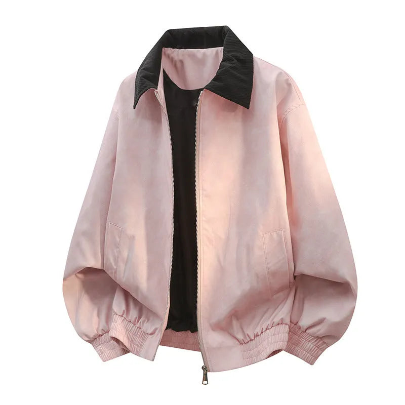 Men's stitching lapel casual jacket coat in Lycra fabric with side seam pockets
