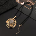 Geometric pendant necklace with snakeskin wax rope chain in gold colour, adjustable length 51-80cm