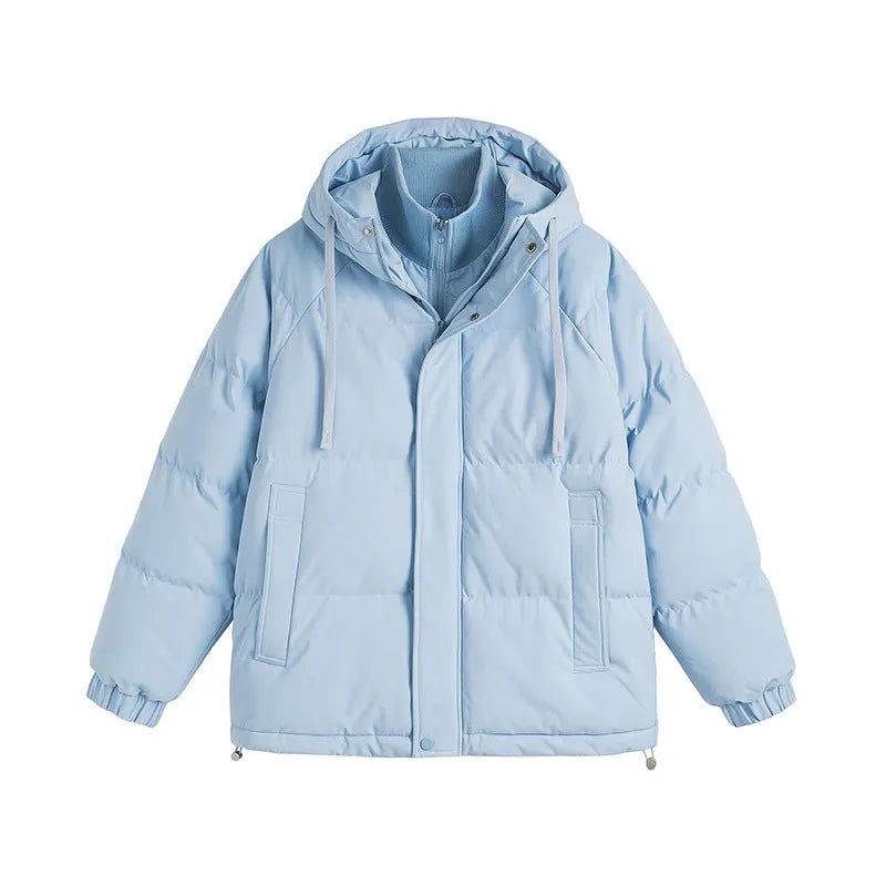 Loose two-piece winter cotton padded coat in mustard yellow colour with side pockets