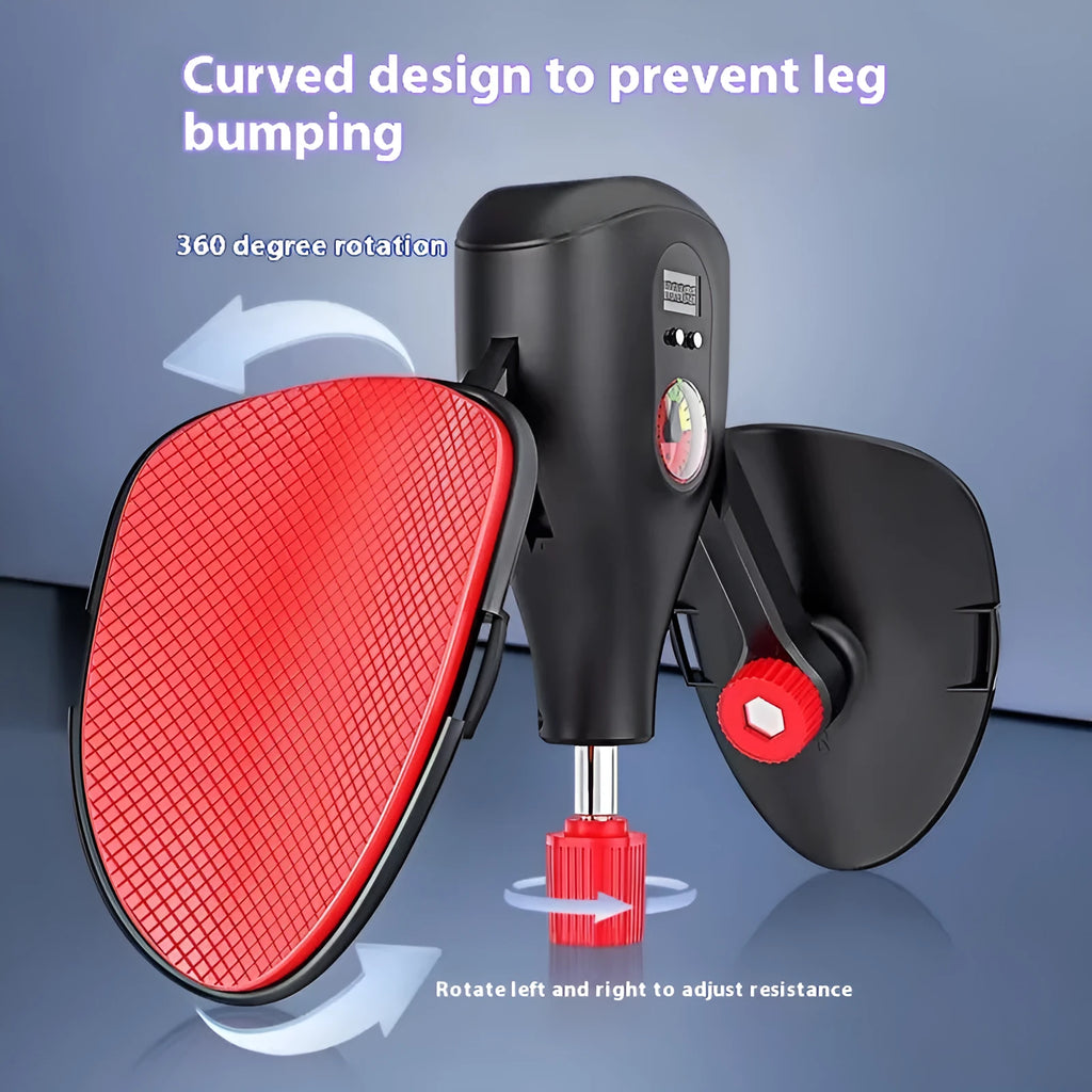 Black and grey men's Kegel trainer for PC muscle exercise, shown with and without straps and handle.