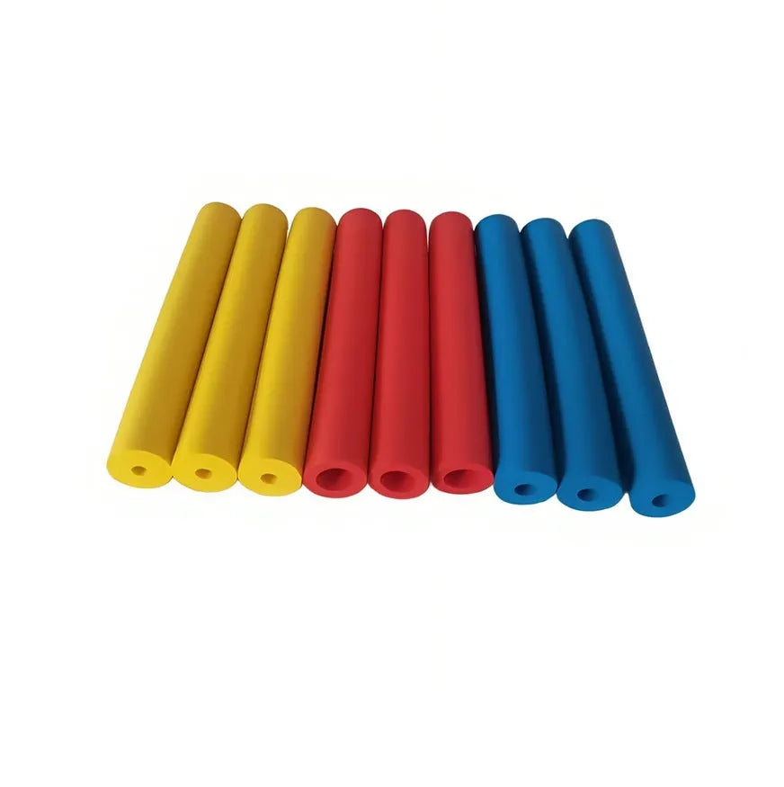 Pack of black rubber grip hose sleeves for utensil and pen handles, showing inner diameter options.