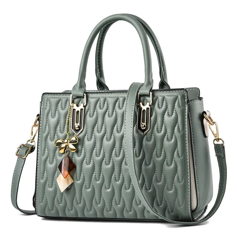 Women's large-capacity messenger bag in street trend style with pocket sandwich design