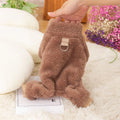 Double-sided thick plush dog clothes with four-legged design, high collar and towing ring in khaki colour
