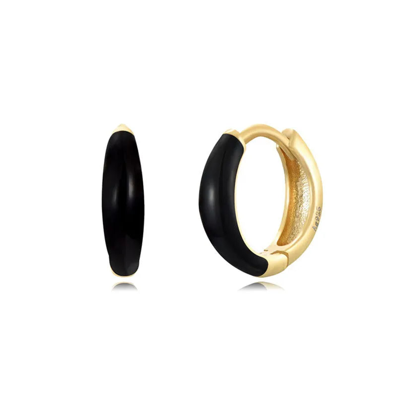 Epoxy oval curved earrings with geometric U-shaped design in seven colour options